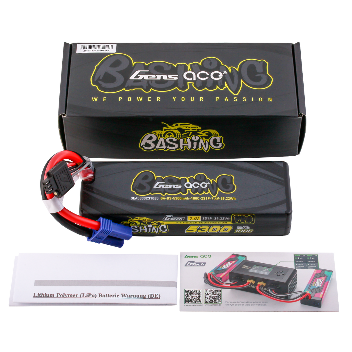 Gens ace G-Tech 5300mAh 7,4V 100C 2S1P Lipo Akkupack mit EC5-Bashing Serie