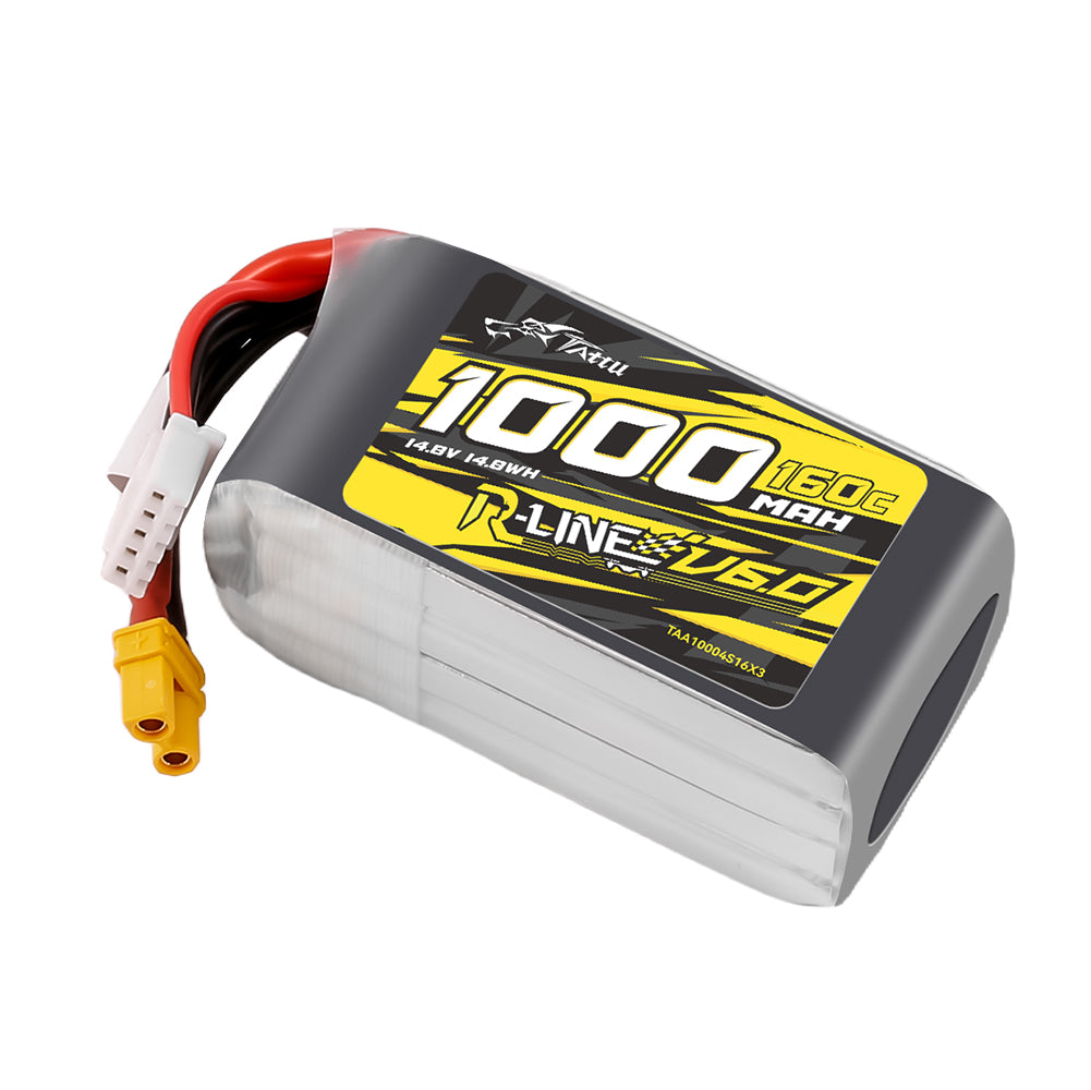 Tattu R-Line Version 6.0 1000mAh 14.8V 160C 4S1P Lipo Battery Pack with XT30 Plug