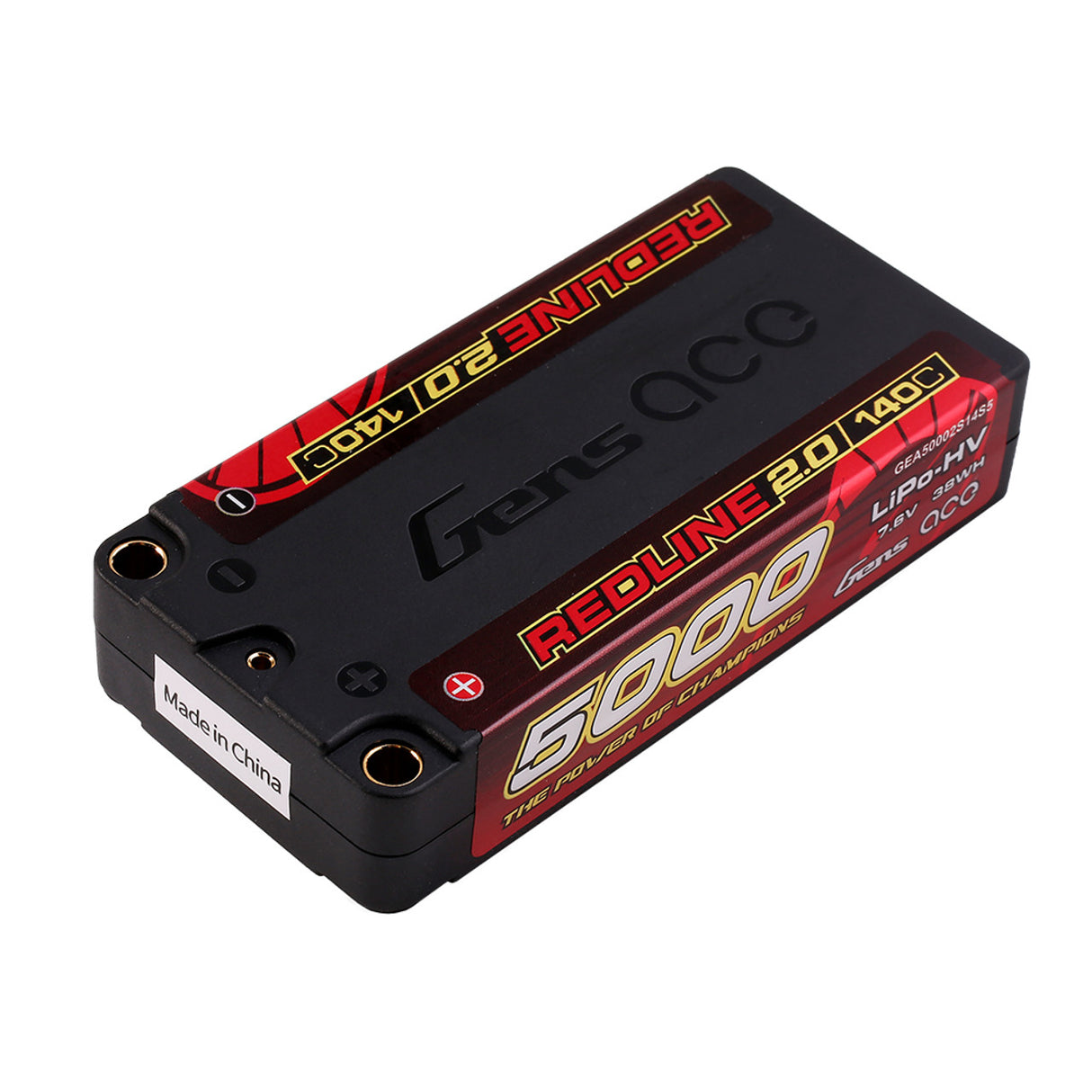 Gens ace Redline 2.0 Series 5000mAh 2S1P 7.6V 140C HardCase HV Lipo Battery Pack with Hardcase 130#