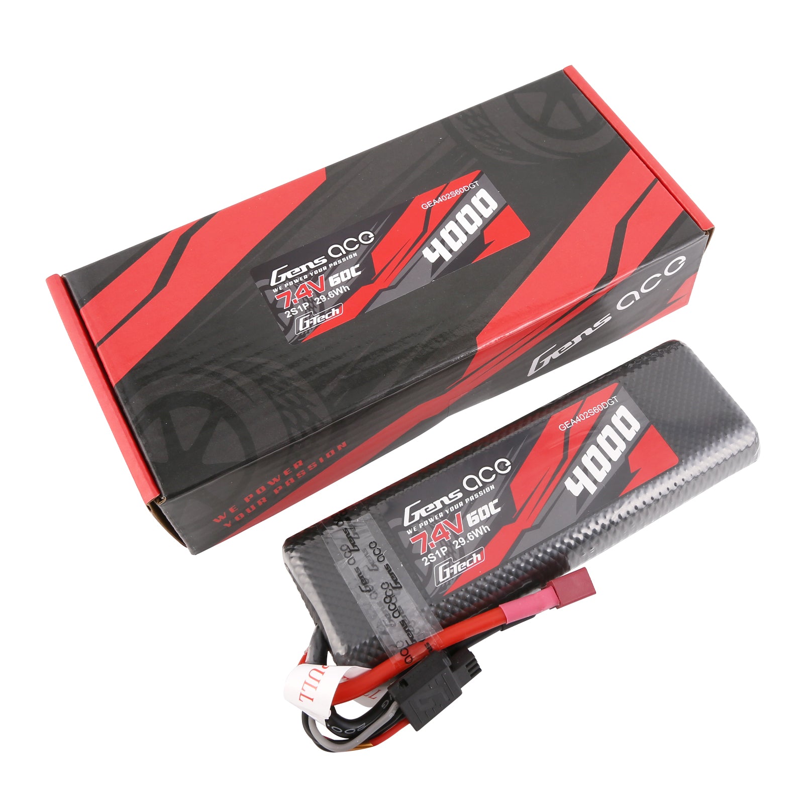 Gens ace G-Tech 4000mAh 2S1P 7.4V 60C HardCase 8# car Lipo