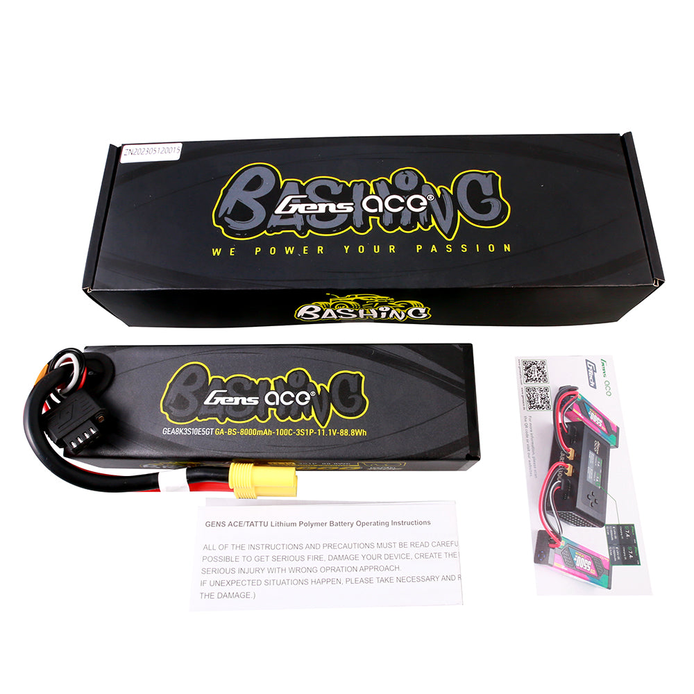 Gens ace G-Tech 8000mAh 11.1V 100C 3S Lipo Battery Pack with EC5-Bashing Series