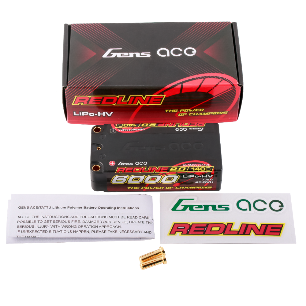 Gens ace Redline 2.0 Series 6000mAh 7.6V 140C 2S2P HardCase HV Lipo Battery Pack with Hardcase 63# Gens ace Redline 2.0 Series 6000mAh 7.6V 140C 2S2P HardCase HV Lipo Battery Pack with Hardcase 63#