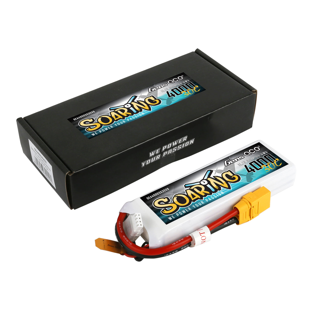 Gens ace Soaring 4000mAh 11.1V 30C 3S1P Lipo Battery Pack with XT90 plug