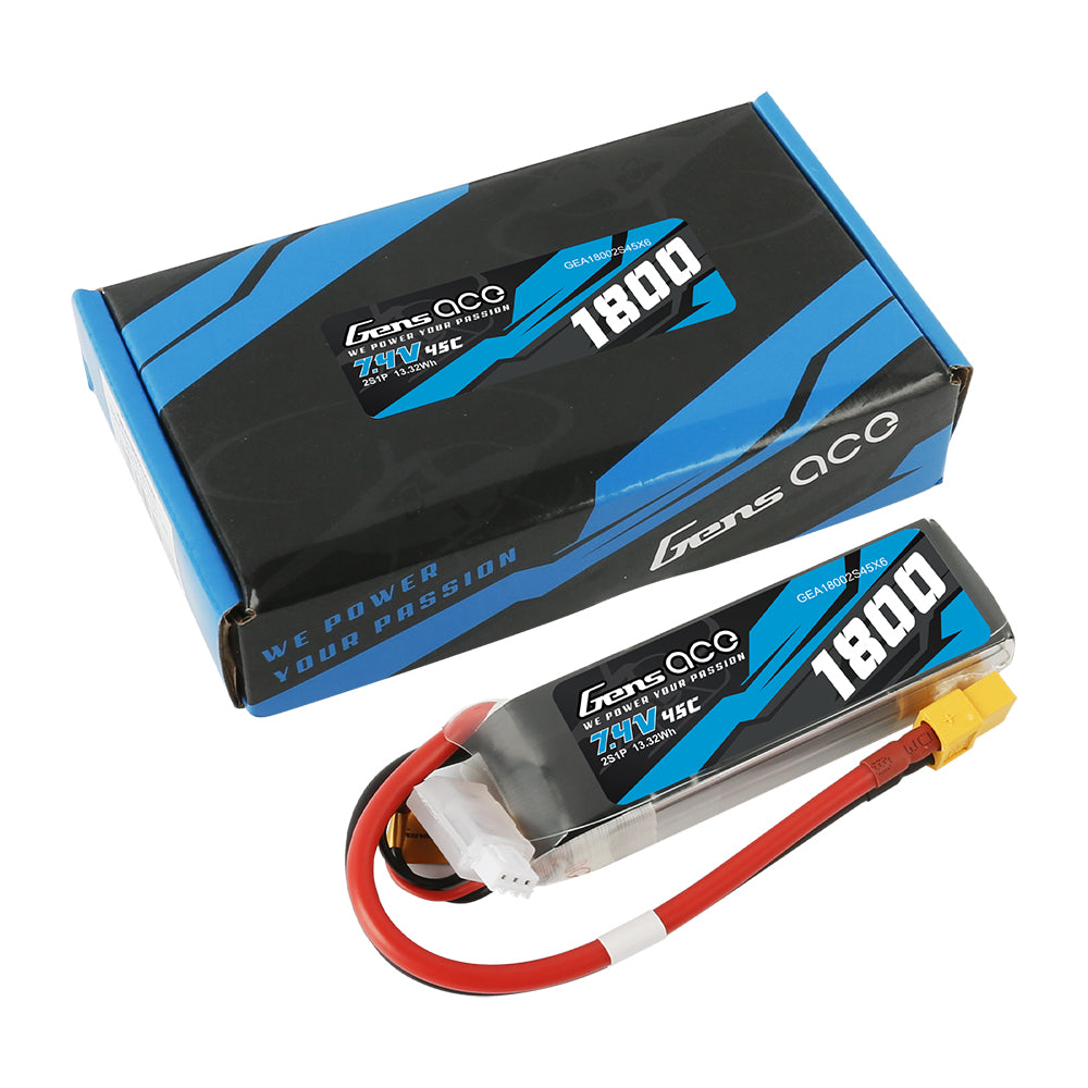 Gens ace 1800 mAh 7,4 V 45C 2S1P Lipo-Akkupack mit XT60-Stecker