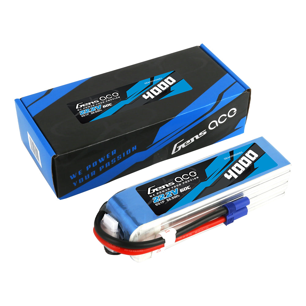 Gens ace 4000 mAh 22,2 V 60C 6S1P Lipo-Akkupack mit EC5-Stecker