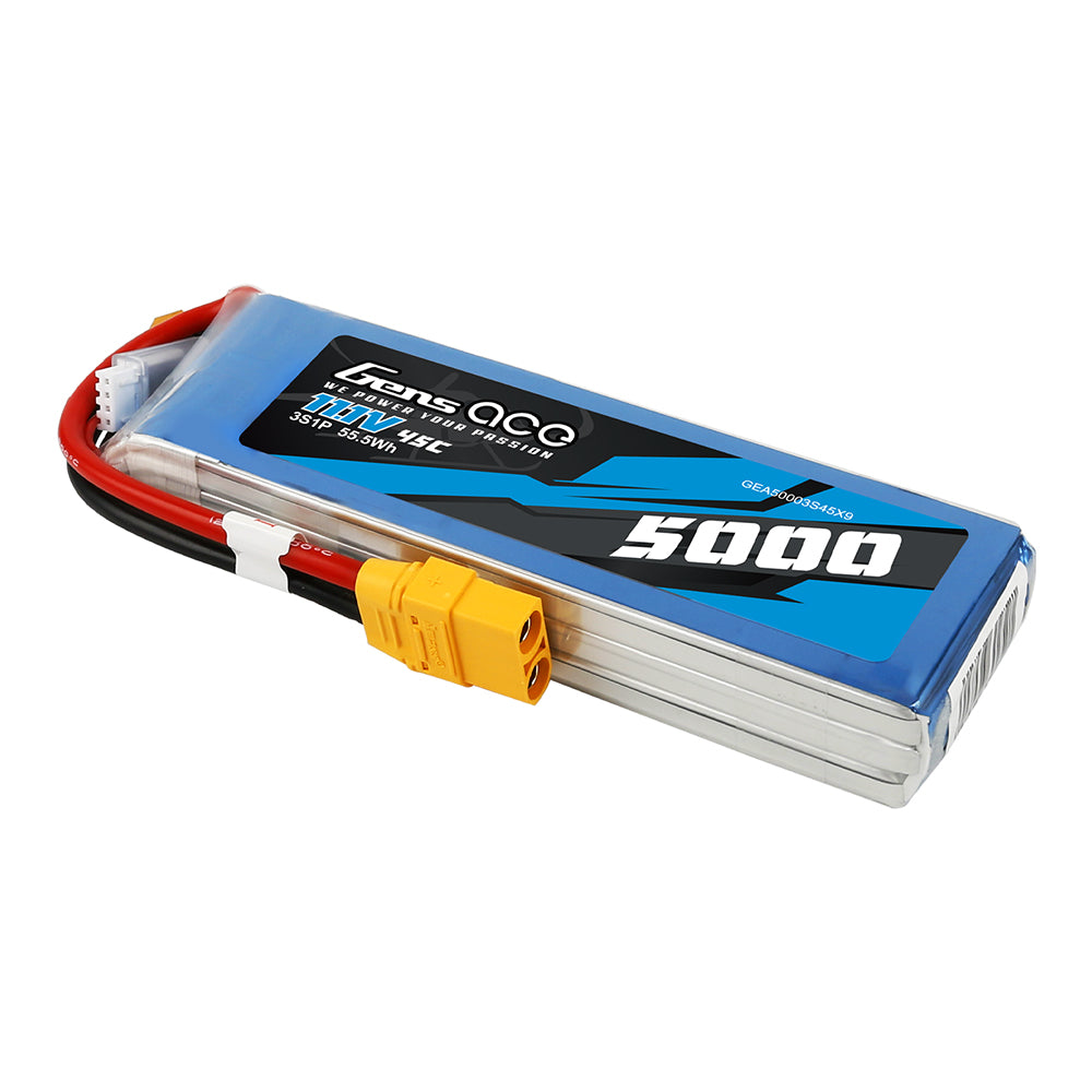 Gens ace 5000mAh 11.1V 45C 3S1P lipo battery with XT90 Plug