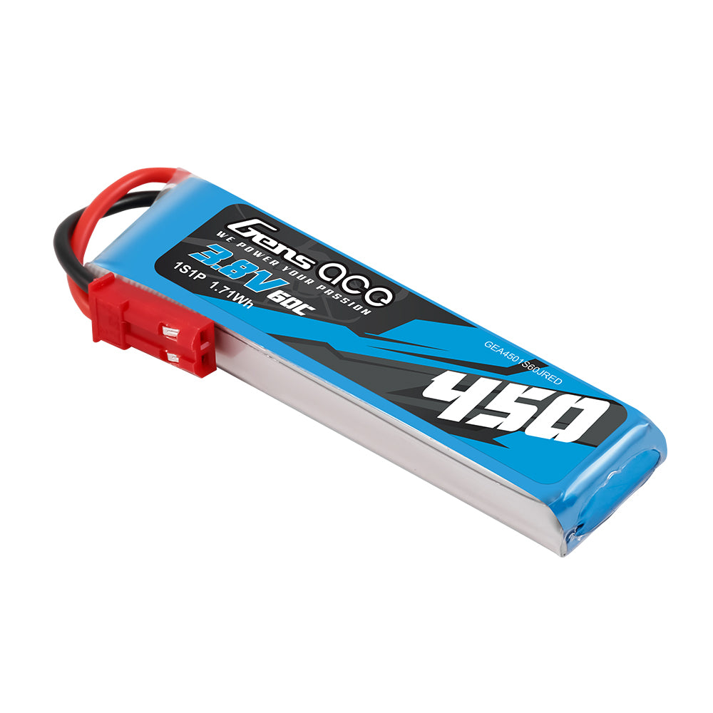 Gens ace 450mAh 3.8V 60C 1S1P Lipo Battery Pack with JST-SYP Plug