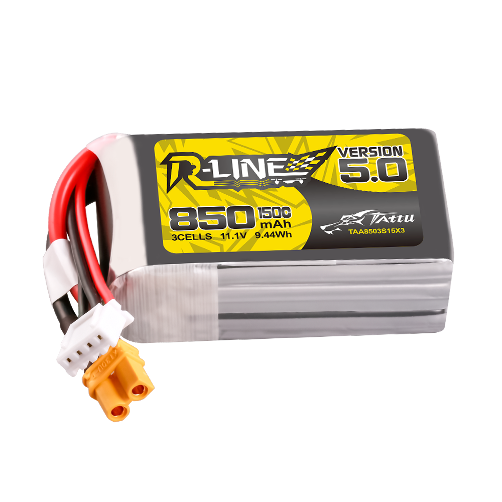 Tattu R-Line Version 5.0 850 mAh 3S 11,1 V 150C Lipo-Akkupack mit XT30U-F-Stecker