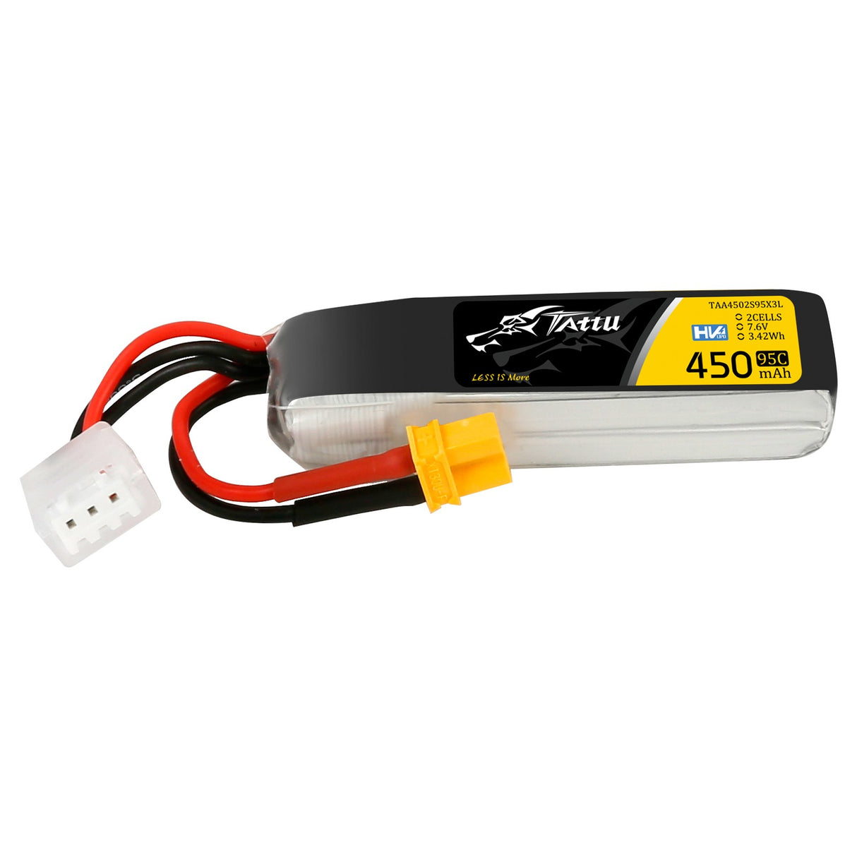 Tattu 2s 450mAh 95C 7,6V HV Lipo-Akku mit XT30 Long-Pack