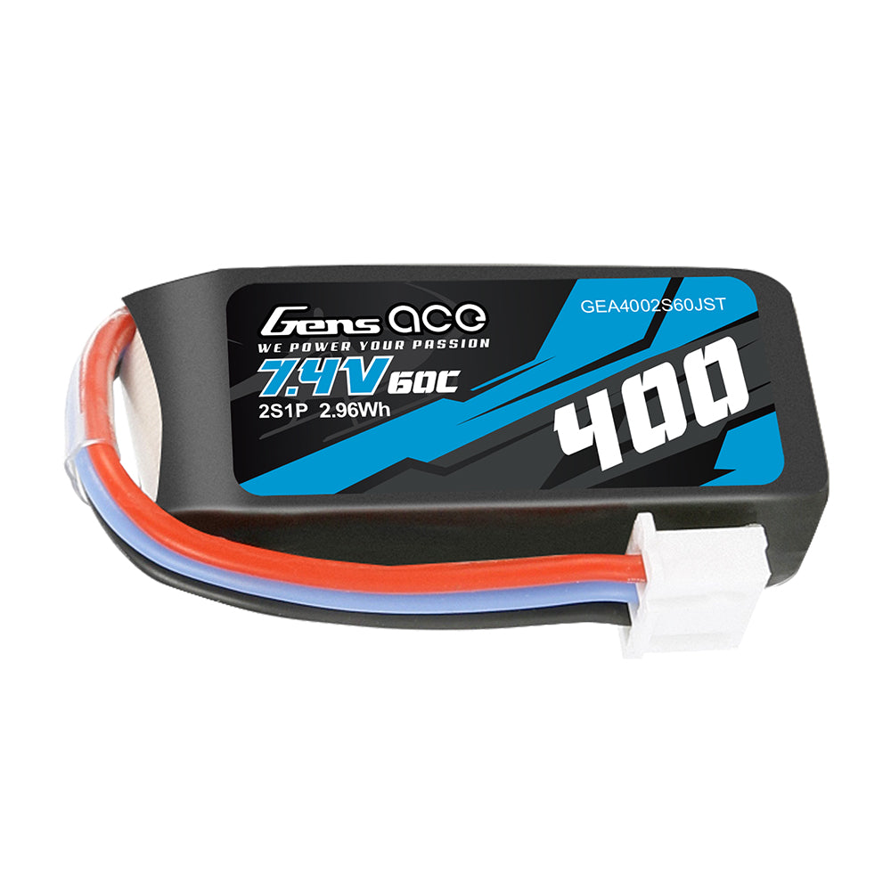 Gens ace 400mAh 7.4V 60C 2S1P Lipo Battery Pack with JST Plug Gens ace 400mAh 7.4V 60C 2S1P Lipo Battery Pack with JST Plug