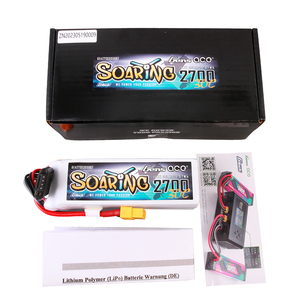 Gens ace G-Tech Soaring 2700 mAh 11,1 V 30 C 3S1P LiPo-Akkupack mit XT60-Stecker