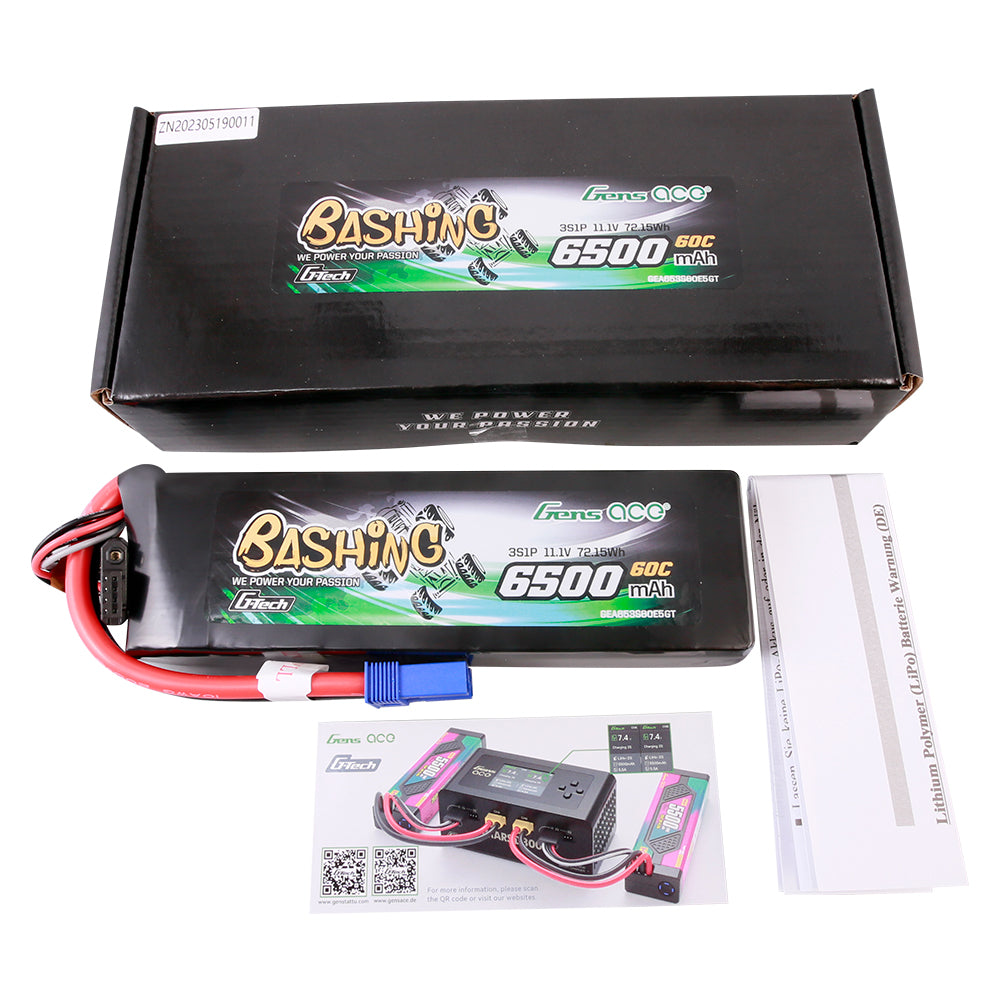 Gens ace G-Tech 6500 mAh 11,1 V 60C 3S1P Lipo-Akkupack mit EC5-Bashing-Serie