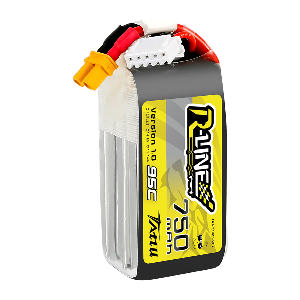 Tattu R-Line 750mAh 4S 14.8V 95C Lipo Battery with XT30