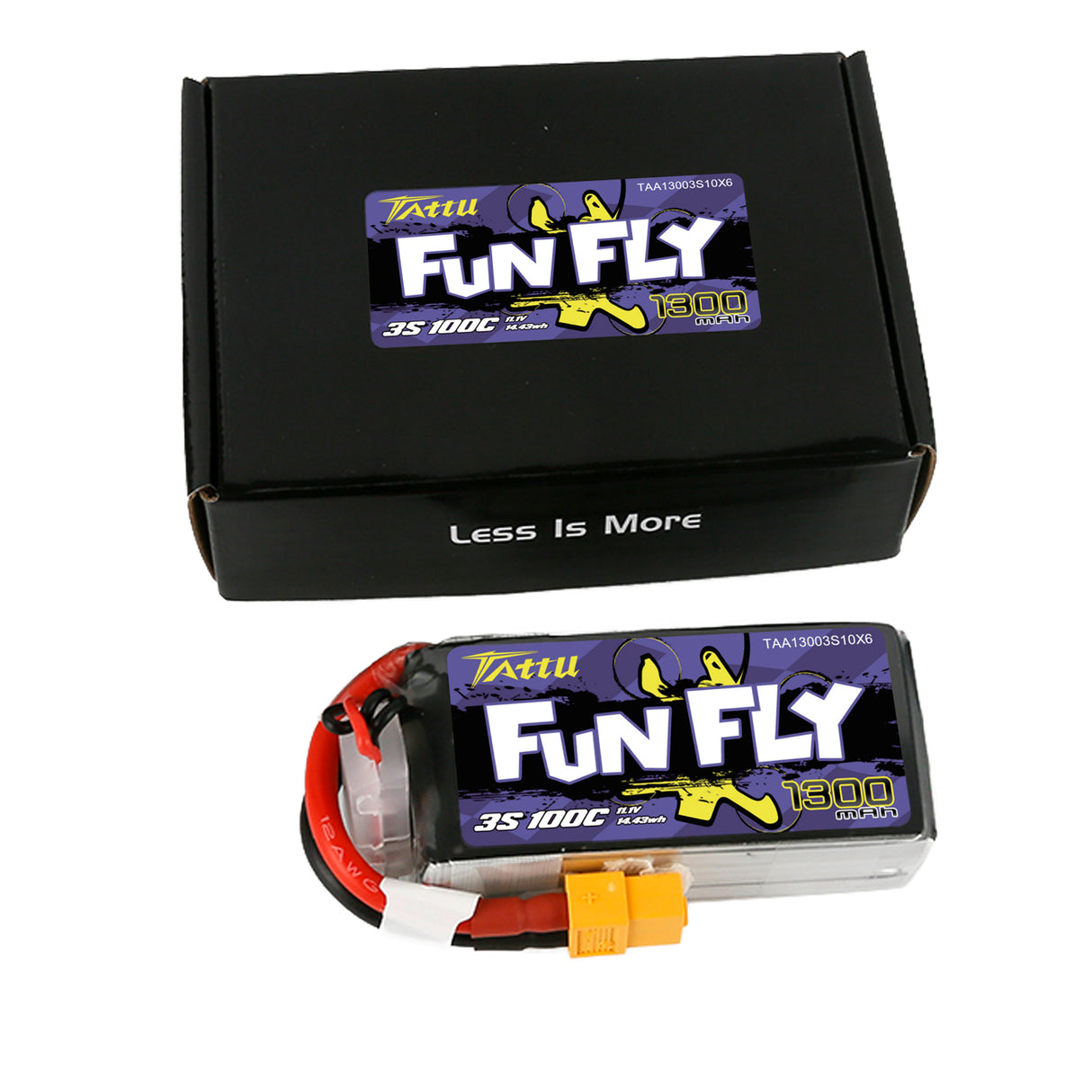 Tattu Funfly Series 1300mAh 11.1V 100C 3S1P Lipo Battery Pack with XT60 Plug