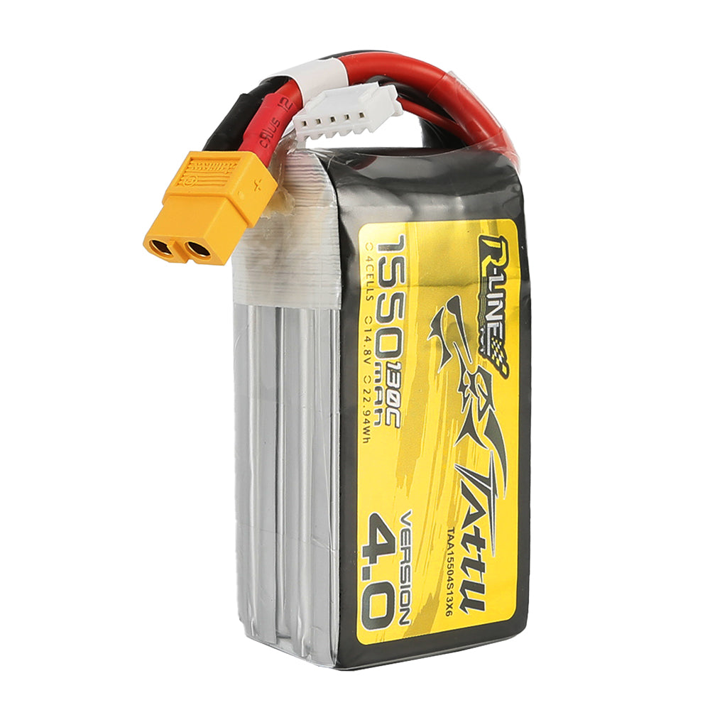 Tattu R-Line Version 4.0 1550 mAh 14,8 V 130C 4S1P Lipo-Akkupack mit XT60-Stecker