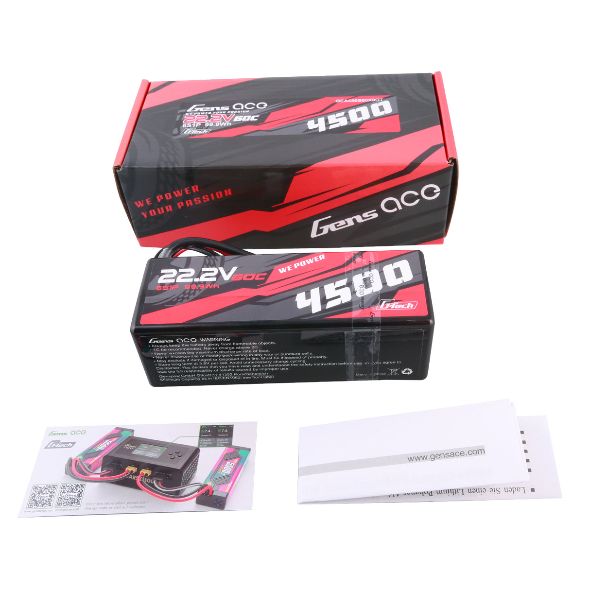 Gens ace G-Tech 4500mAh 6S1P 22.2V 60C HardCase RC car Lipo Battery 14#