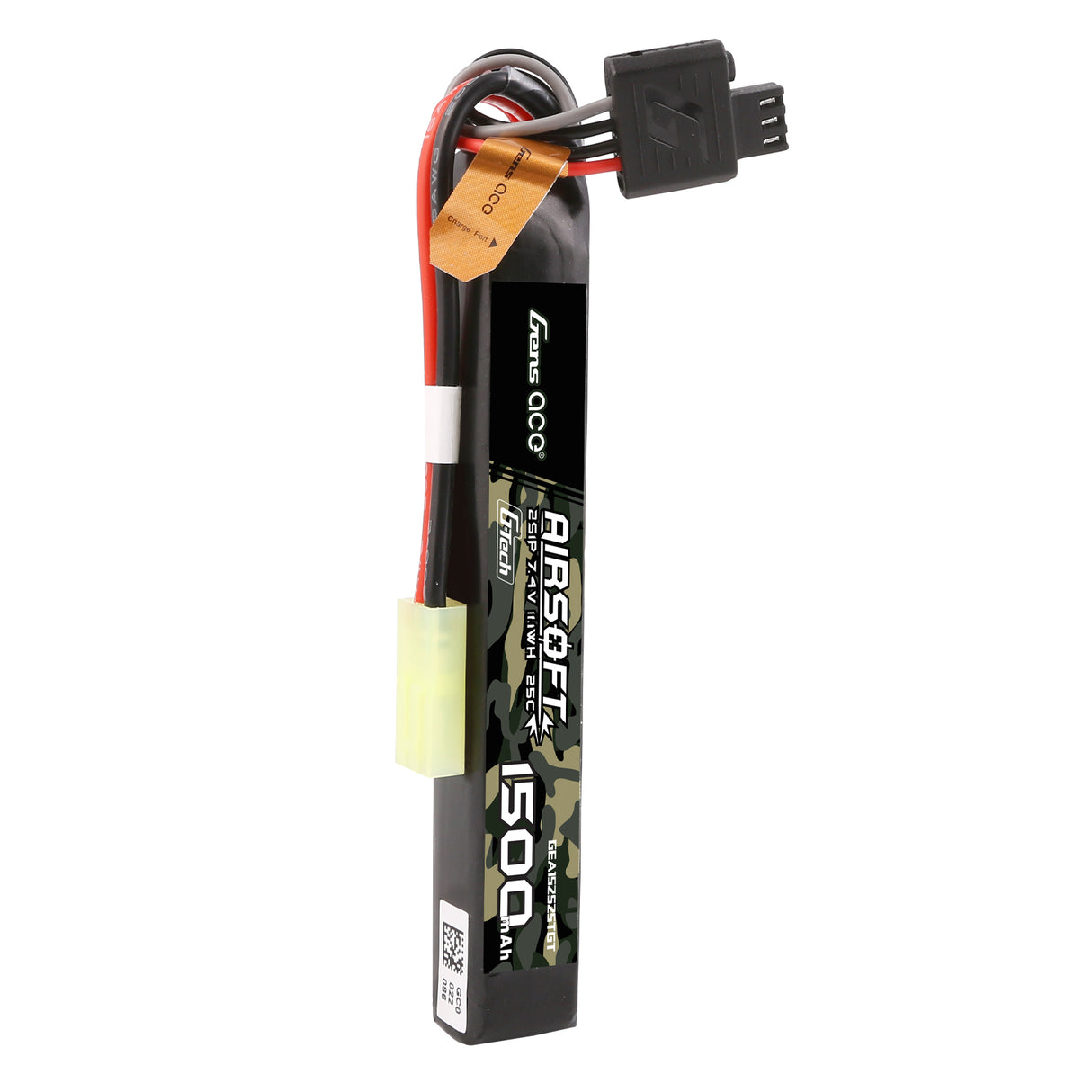 Gens ace G-Tech 25C 1500mAh 2S1P 7.4V Airsoft Gun Lipo Battery with mini Tamiya Plug
