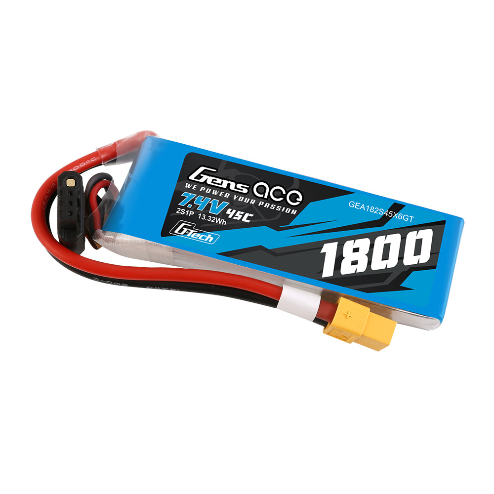 Gens ace G-Tech 1800mAh 7.4V 45C 2S1P Lipo Battery Pack with XT60 Plug Gens ace G-Tech 1800mAh 7.4V 45C 2S1P Lipo Battery Pack with XT60 Plug