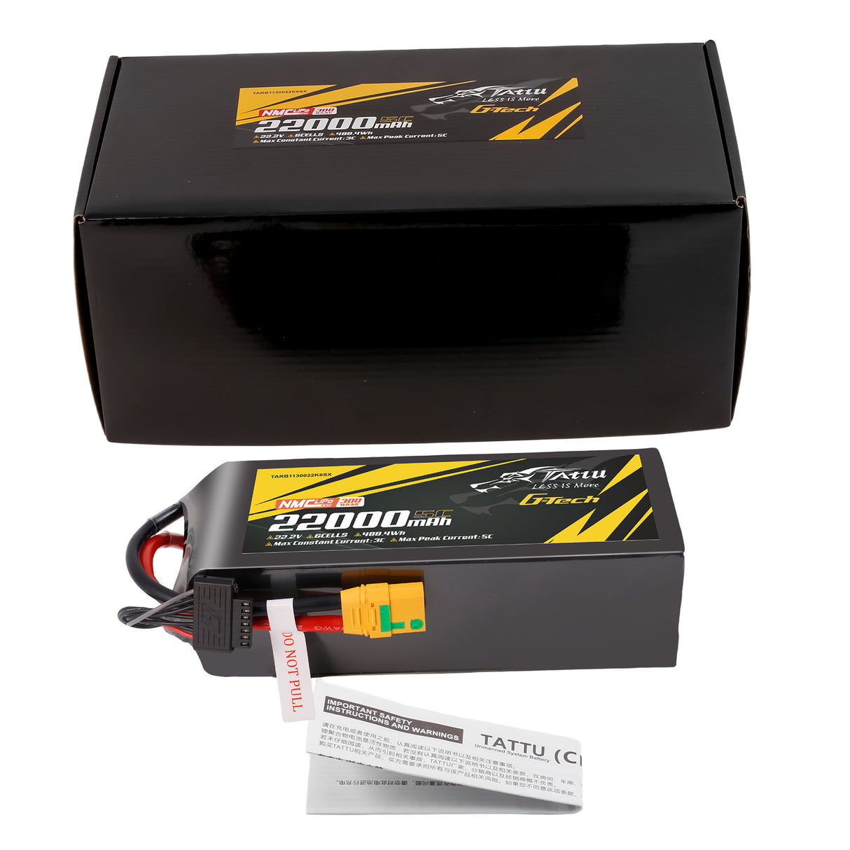 Tattu Semi-solid State 22000mAh 5C 22.2V 6S1P G-Tech Lipo Battery Pack with XT90S-F