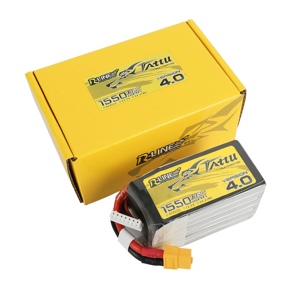 Tattu R-Line Version 4.0 1550mAh 6S 22.2V 130C Lipo Battery Pack with XT60 Plug