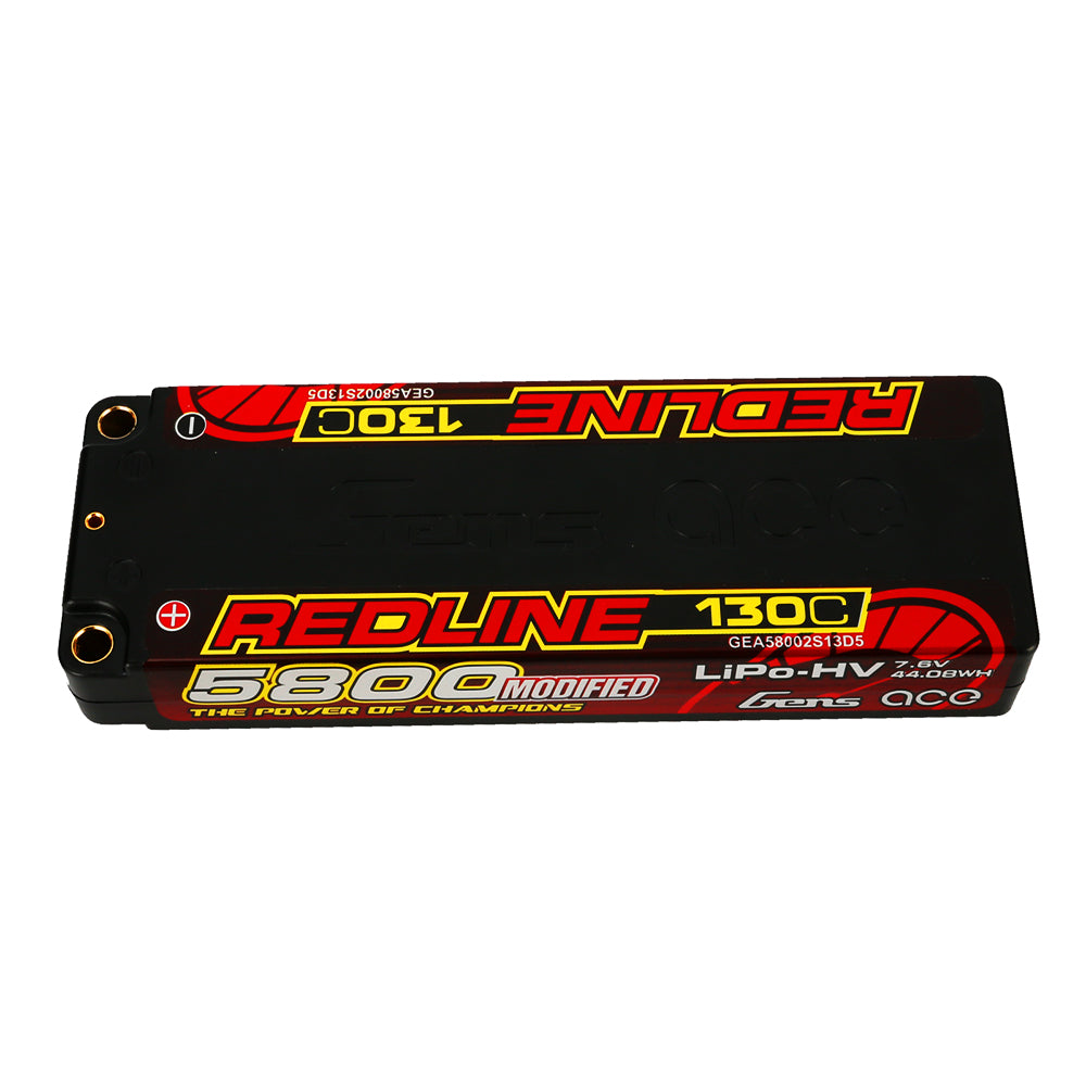 Gens ace Redline Serie 5800 mAh 7,6 V 130 C 2S1P HardCase 56# HV Ultra LCG LiPo-Akku