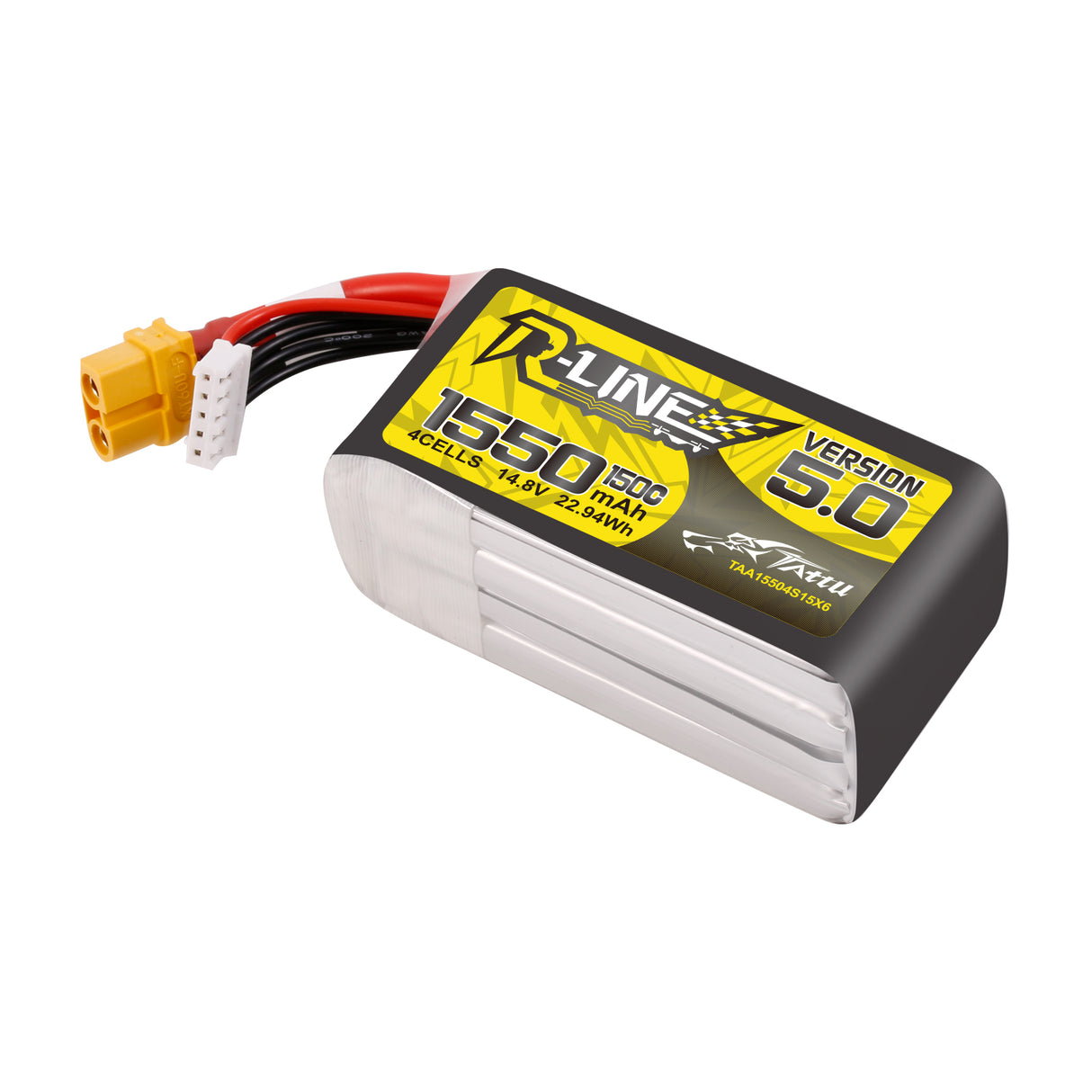 Tattu R-Line Version 5.0 1550mAh 14.8V 150C 4S1P Lipo Battery Pack with XT60 Plug