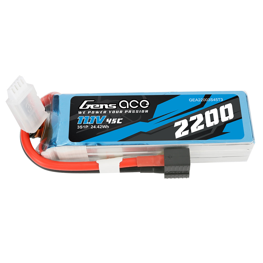 Gens ace 2200mAh 11,1V 45C 3S1P Lipo Akkupack mit EC3/XT60/T-Stecker