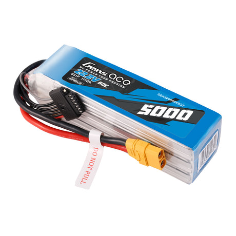 Gens Ace G-Tech 5000mAh 22.2V 60C 6S1P XT90 LIPO Battery Pack