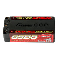 Gens ace 6500mAh 2S 140C 7.6V(HV) Shorty Lipo Battery | 5.0mm bullet | Redline