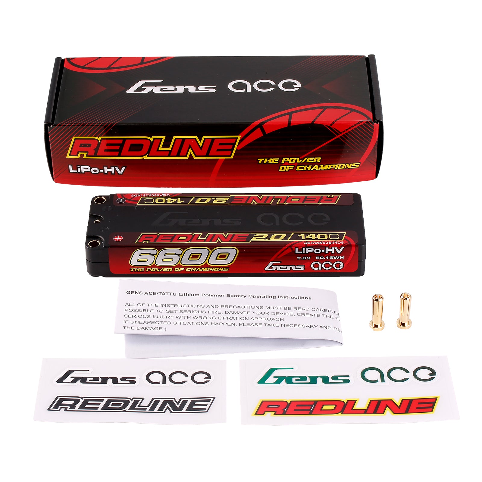 Gens ace Redline 2.0 Series 6600mAh 2S1P 7.6V 140C HardCase HV