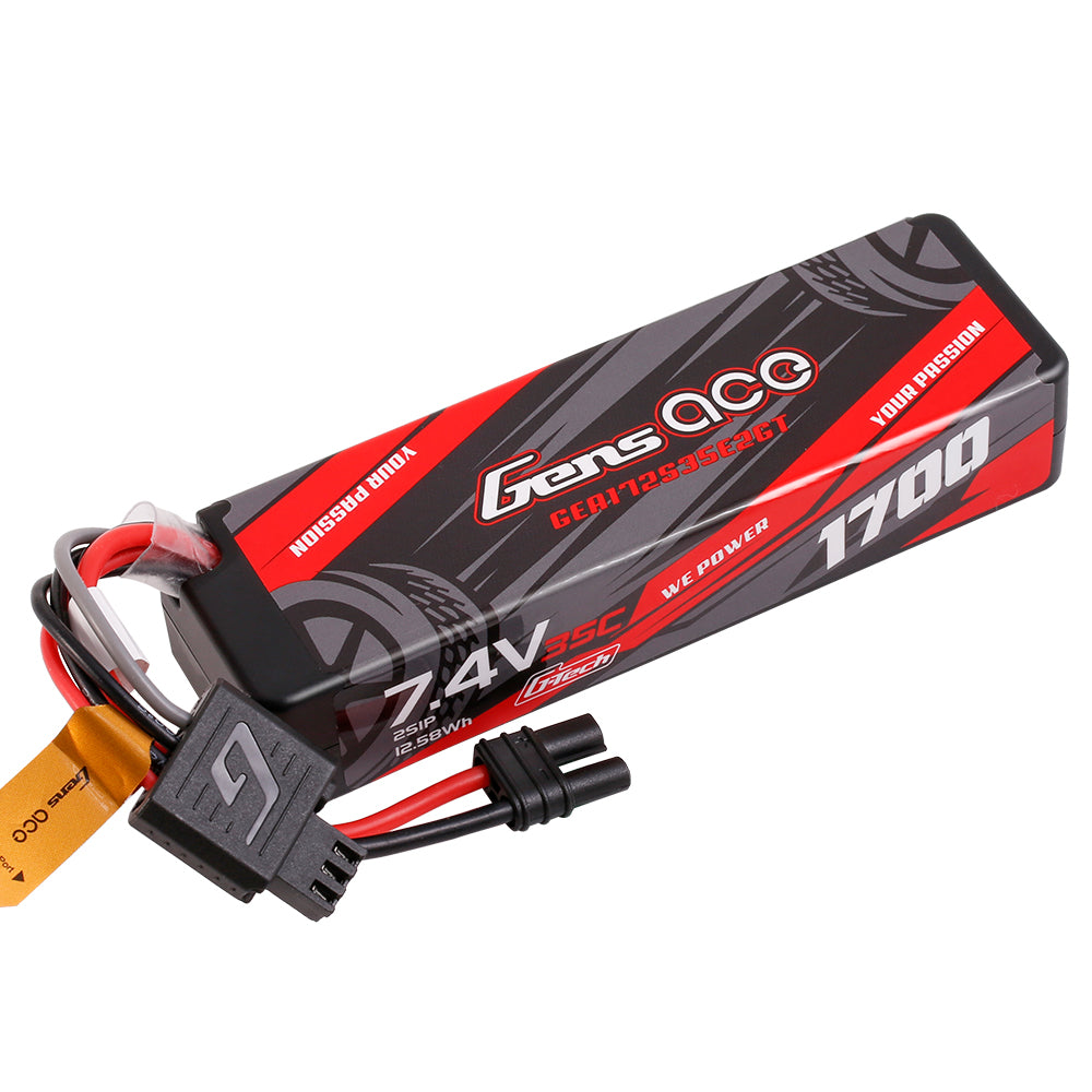 Gens ace 1700mAh 2S 35C 7.4V HardCase Lipo Battery with iEC2 connector for RC car