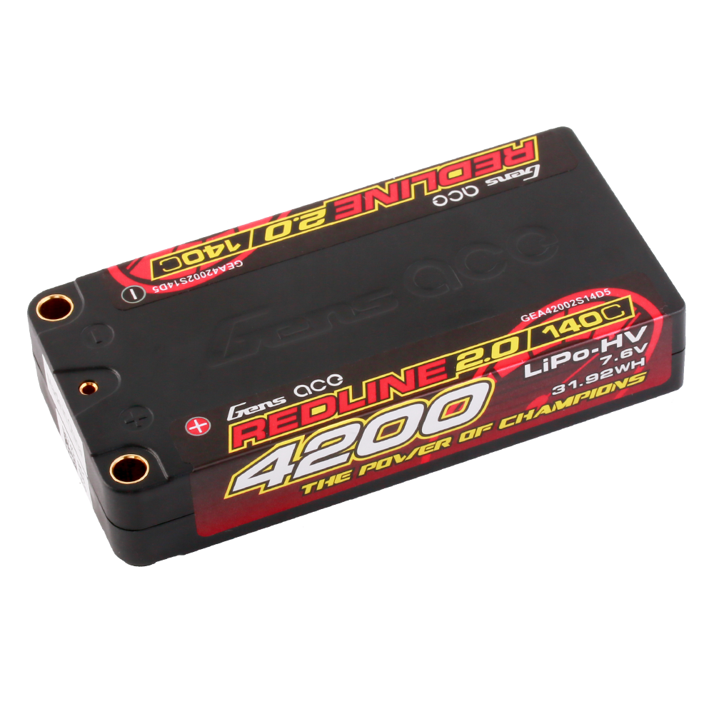 Gens ace Redline 2.0 Series 4200mAh 7.6V 140C 2S1P HardCase HV Lipo Battery Pack with Hardcase111# for efra