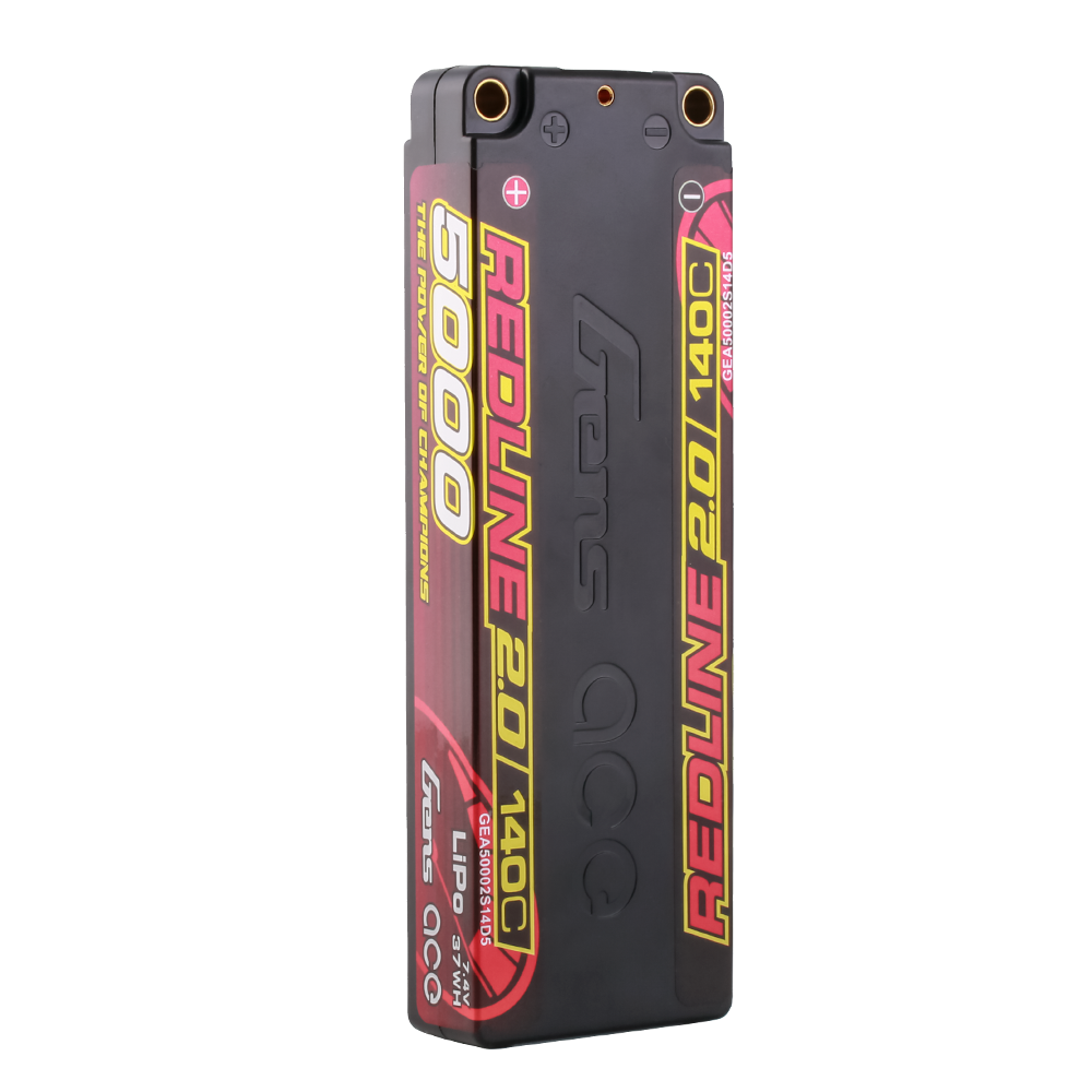 Gens ace Redline 2.0 Series 5000mAh 7.4V 140C 2S1P HardCase Lipo Battery Pack with Hardcase 56# for racing