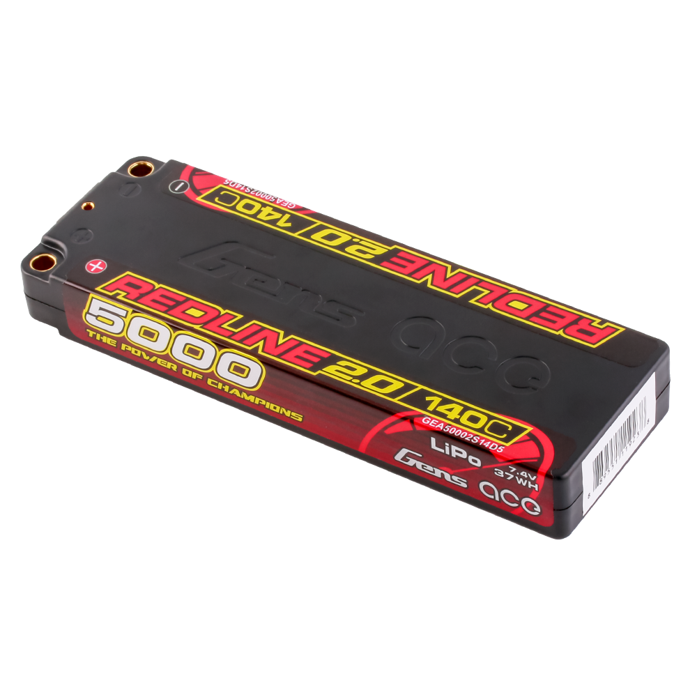 Gens ace Redline 2.0 Series 5000mAh 2S 7.4V 140C HardCase Lipo Battery Pack with Hardcase 56# Gens ace Redline 2.0 Series 5000mAh 2S 7.4V 140C HardCase Lipo Battery Pack with Hardcase 56#
