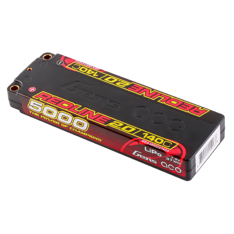 Gens ace Redline 2.0 Series 5000mAh 7.4V 140C 2S1P HardCase Lipo Battery Pack with Hardcase 56# for racing buggy