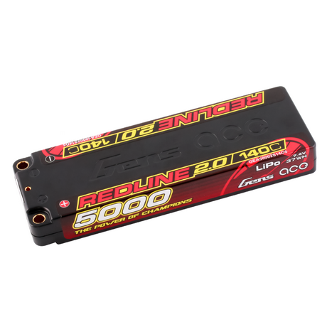 Gens ace Redline 2.0 Series 5000mAh 7.4V 140C 2S1P HardCase Lipo Battery Pack with Hardcase 56# for racing car