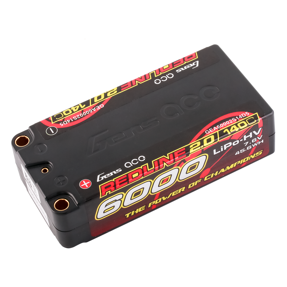 Gens ace Redline 2.0 Series 6000mAh 7.6V 140C 2S2P HardCase HV Lipo Battery Pack with Hardcase 63# Gens ace Redline 2.0 Series 6000mAh 7.6V 140C 2S2P HardCase HV Lipo Battery Pack with Hardcase 63#