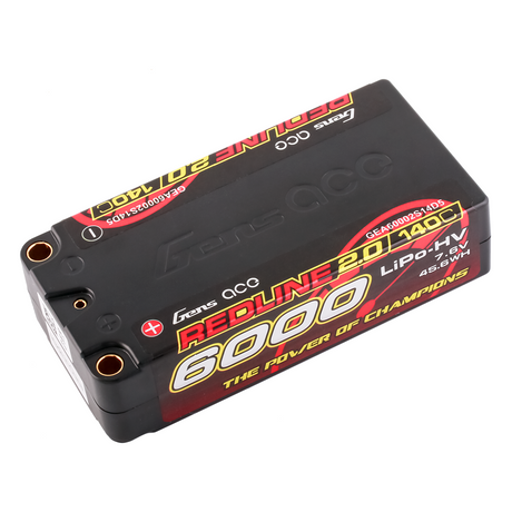 Gens ace Redline 2.0 Series 6000mAh 7.6V 140C 2S2P HardCase HV Lipo Battery Pack with Hardcase 63# for racing car