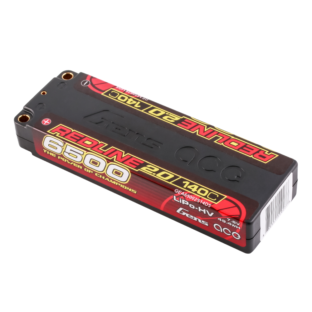 Gens ace Redline 2.0 Series 6500mAh 7.6V 140C 2S1P HardCase HV Lipo Battery Pack with Hardcase 57# for roar