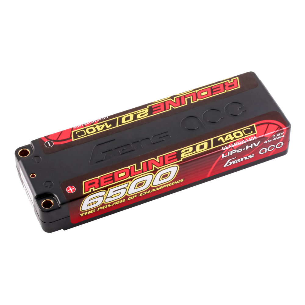 Gens ace Redline 2.0 Series 6500mAh 7.6V 140C 2S1P HardCase HV Lipo Battery Pack with Hardcase 57# for titc