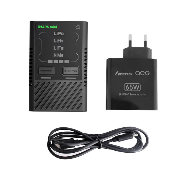 Gens Ace IMARS mini G-Tech USB-C 2-4S 60W RC Battery Charger with Adpter Cable-EU Gens Ace IMARS mini G-Tech USB-C 2-4S 60W RC Battery Charger with Adpter Cable-EU