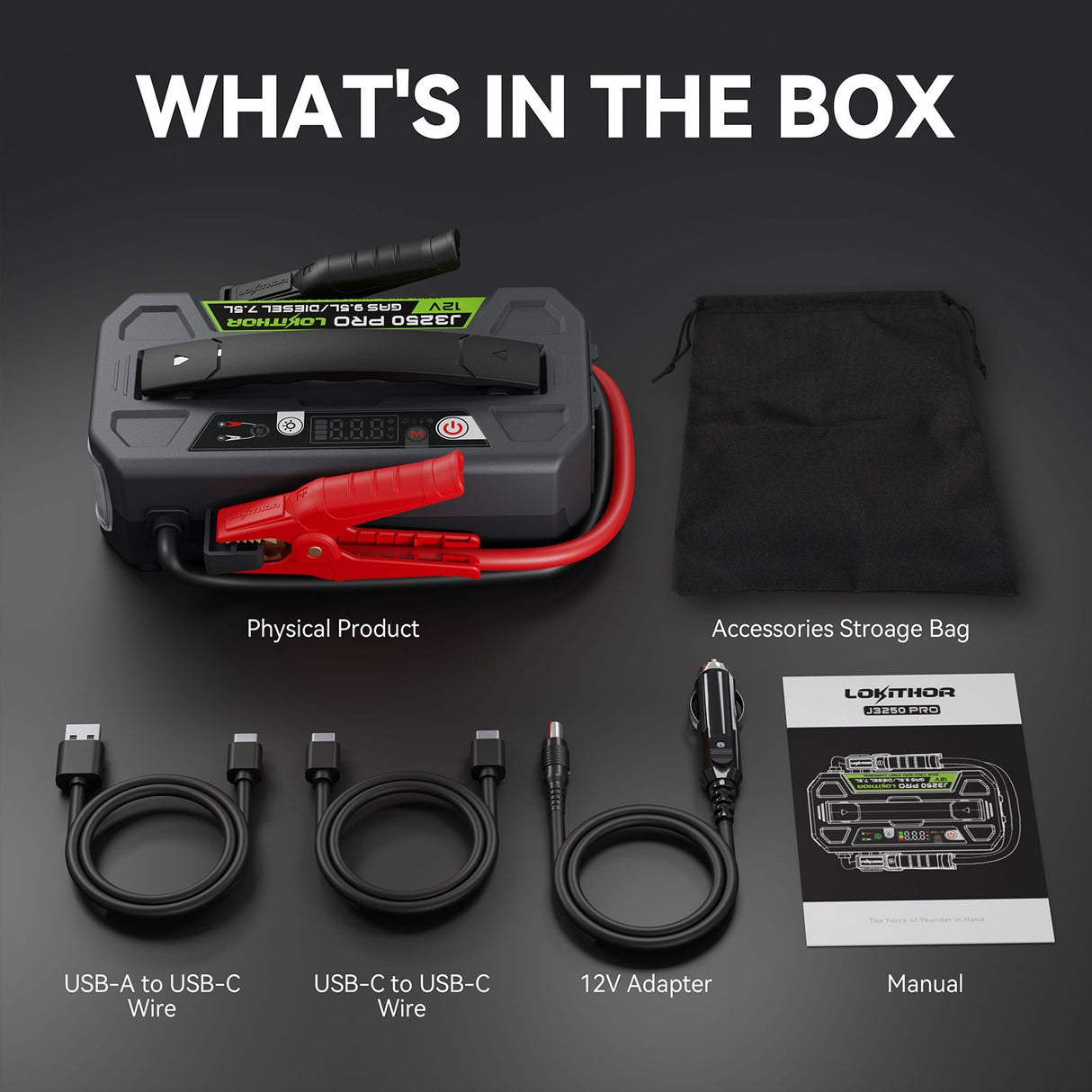 Lokithor J3250 PRO 12V 3250A 74.24Wh LiFePO4 Jump Starter With ConnectMax Technology