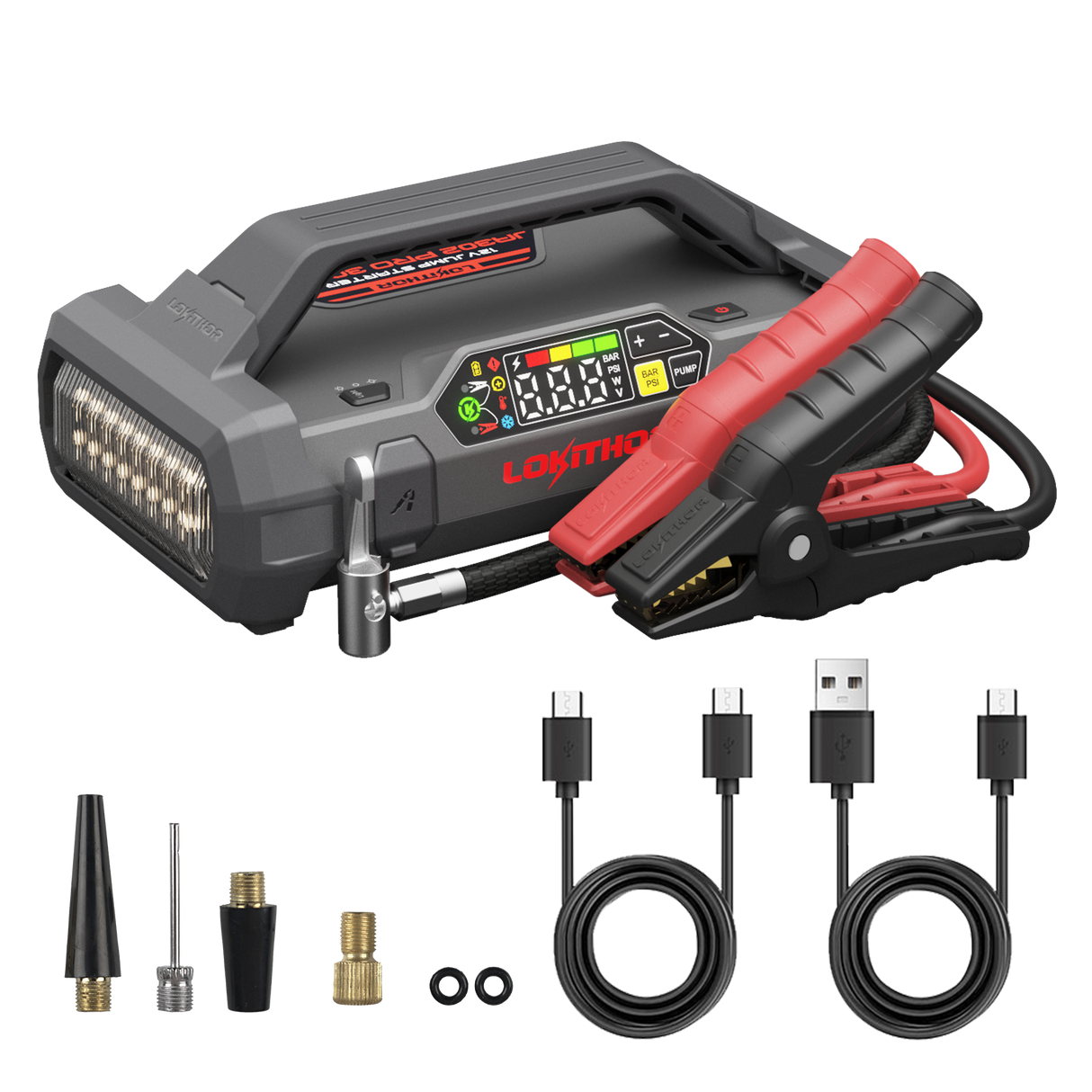 Lokithor JA302 PRO Jump Starter | 150PSI Air Inflator | 12V 3000A