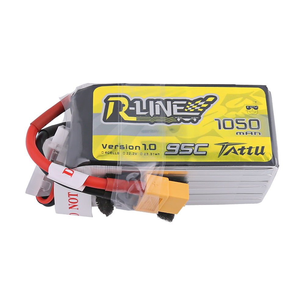 Tattu R-Line 1050mAh 6S 95C 22.2V Lipo Battery Pack with XT60 Plug