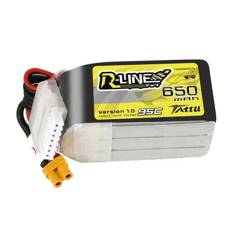 Tattu R-Line 650mAh 6S 95C 22.2 Lipo Battery Pack with XT30U-F Plug