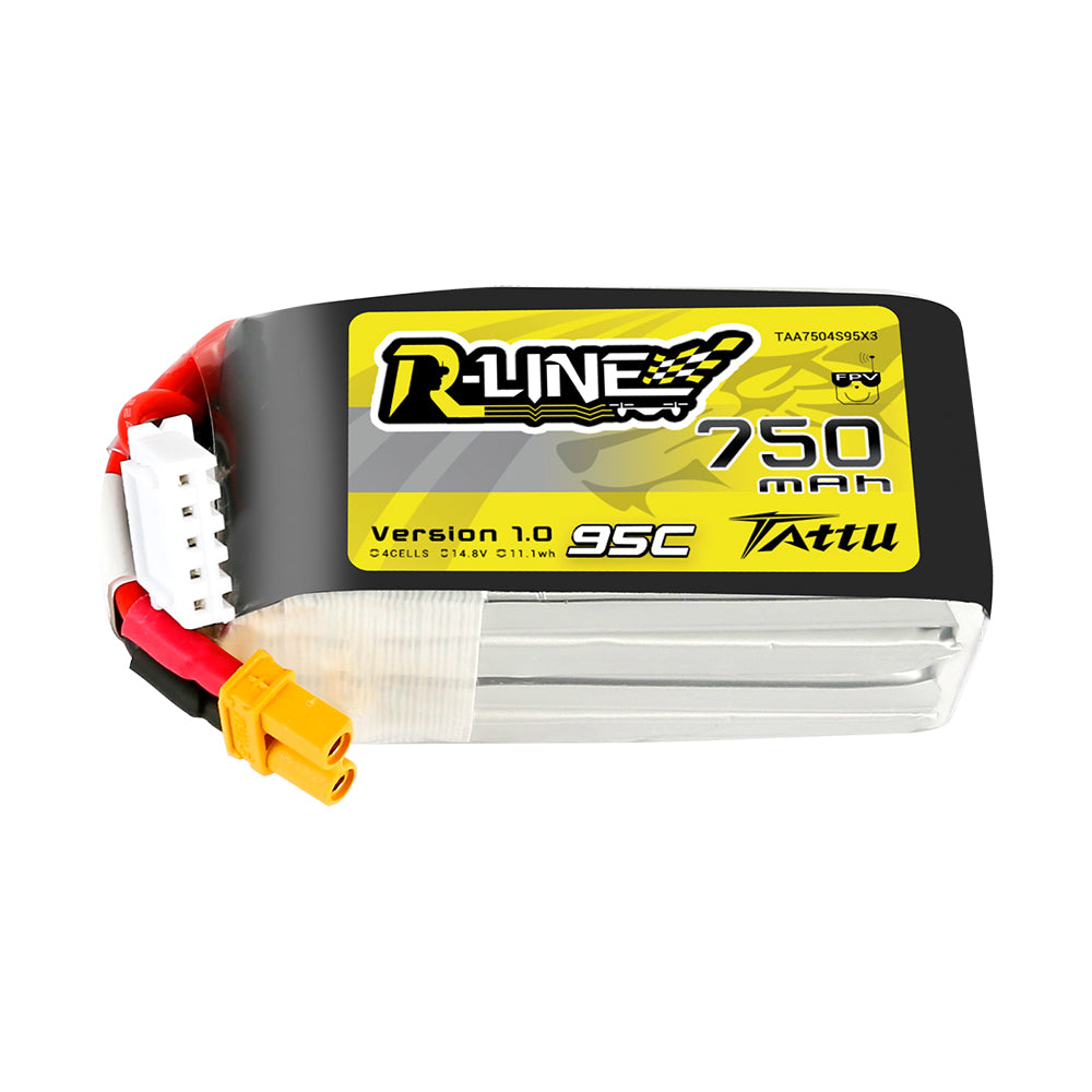 Tattu R-Line 750mAh 4S 14.8V 95C Lipo Battery with XT30