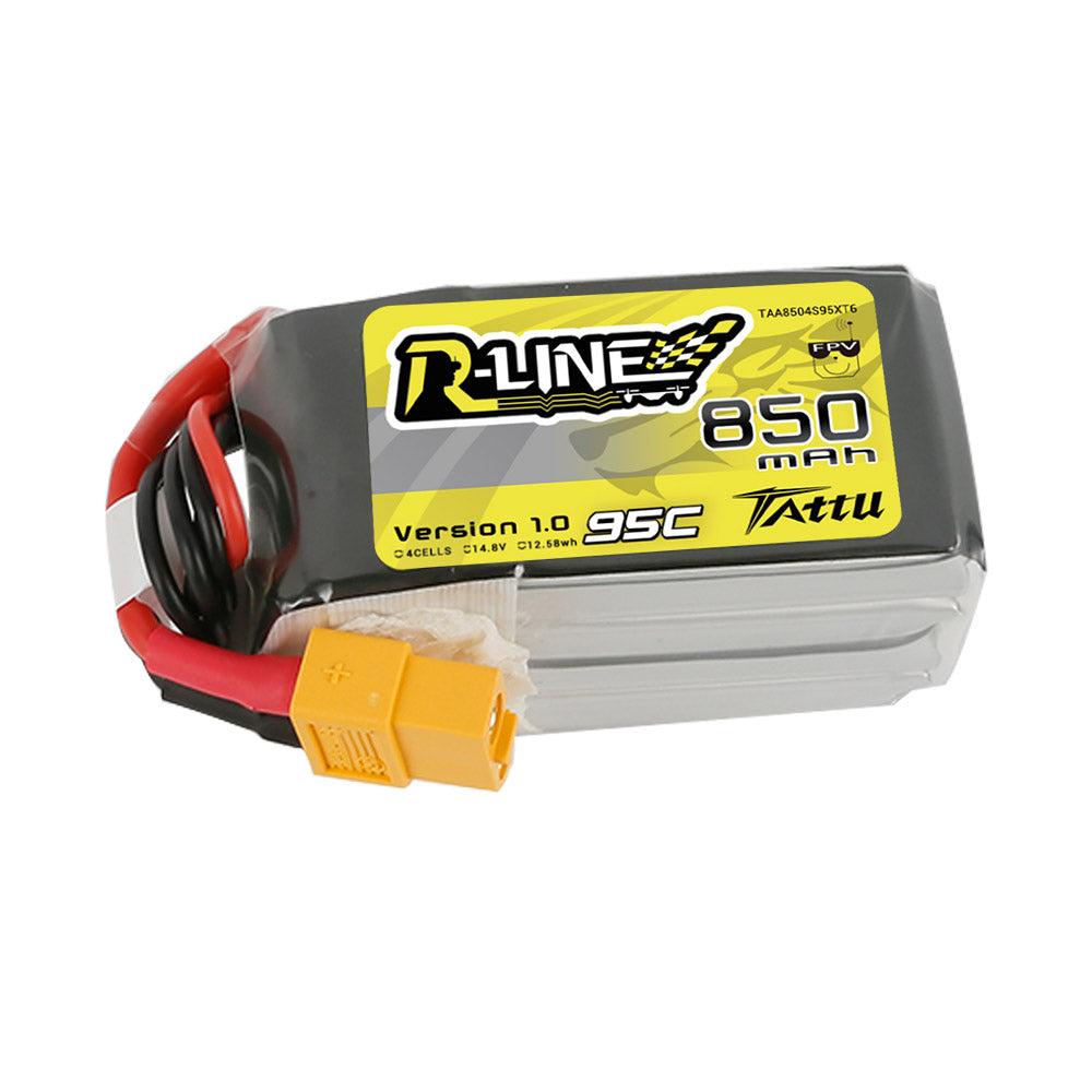 Tattu R-Line 850mAh 4S 95C 14.8V Lipo Battery Pack with XT60 Plug