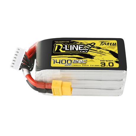 Tattu R-Line Version 3.0 1400mAh 6S 22.2V 120C Lipo Battery Pack with XT60 Plug for fpv
