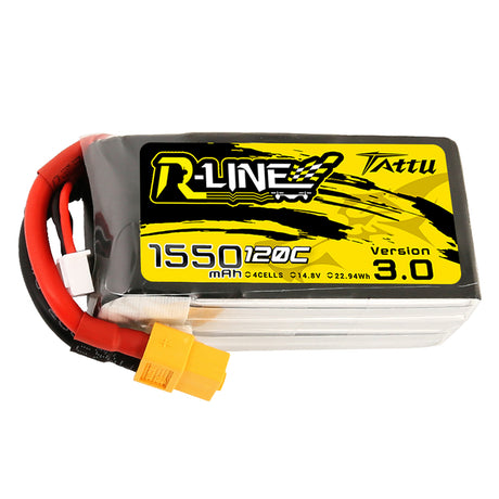 Tattu R-Line Version 3.0 1550mAh 4S 14.8V 120C Lipo Battery Pack with XT60 Plug
