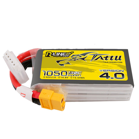 Tattu R-Line Version 4.0 1050mAh 4S 14.8V 130C Lipo Battery Pack with XT60 Plug